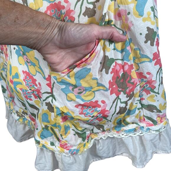 Free People Women’s Floral Racerback Tunic Length Boho Cami Tank Blouse Medium - Picture 4 of 15